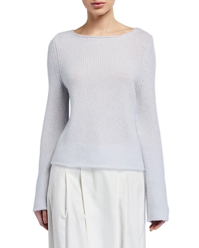 Shop Vince Boat-neck Long-sleeve Cashmere Sweater In H Powder Blue