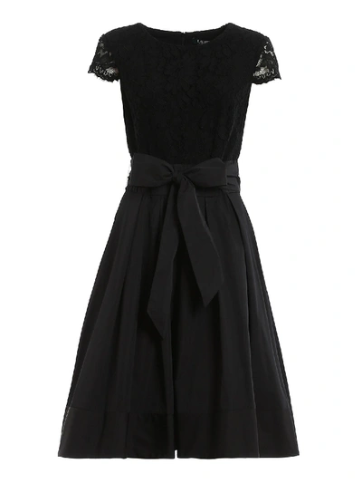 Shop Polo Ralph Lauren Lace Bodice Dress In Black