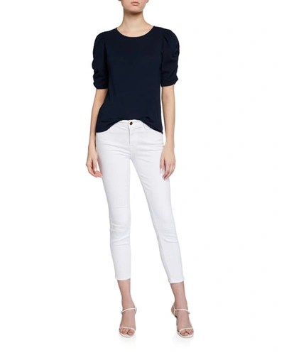 Shop Frame Le Color Cropped Skinny Jeans In Blanc