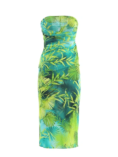 Shop Versace Jungle Print Midi Dress In Green