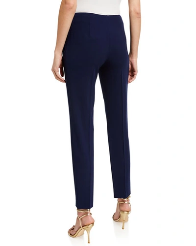 Shop Ralph Lauren Simone Wool Straight-leg Pants In Navy