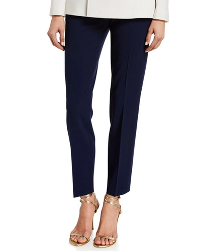 Shop Ralph Lauren Simone Wool Straight-leg Pants In Navy