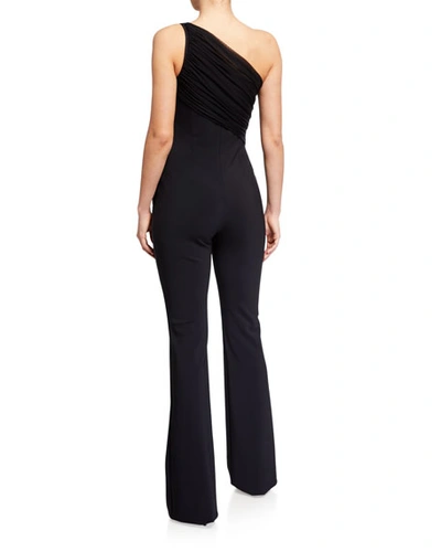 Shop Chiara Boni La Petite Robe One-shoulder Sleeveless Jumpsuit In Black