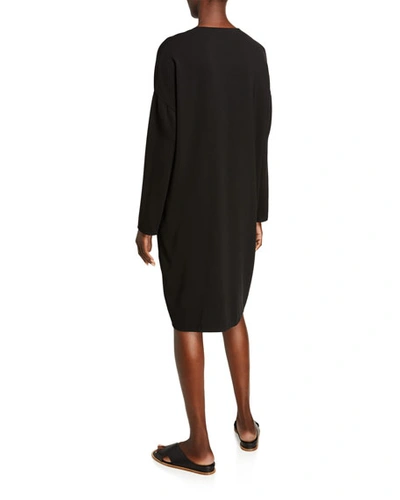 Shop Vince V-neck Long-sleeve Popover Dress In Black