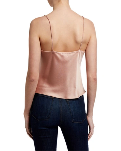 Shop Alice And Olivia Harmon Drapey Satin Slip Tank In Rose