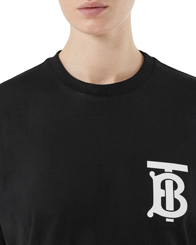 Shop Burberry Emerson Oversized T-shirt With Tb Monogram, Black