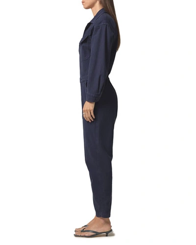 Shop Citizens Of Humanity Marta Cotton Utility Jumpsuit In Washed Navy