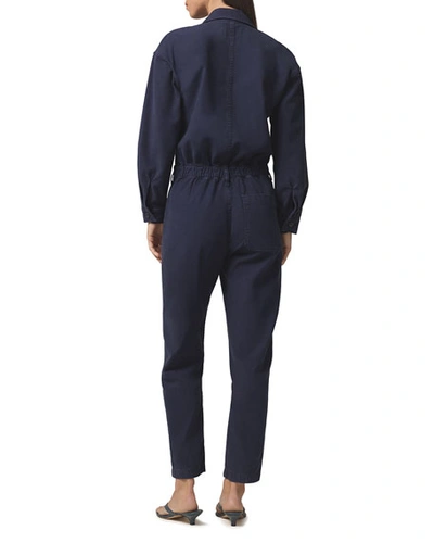 Shop Citizens Of Humanity Marta Cotton Utility Jumpsuit In Washed Navy