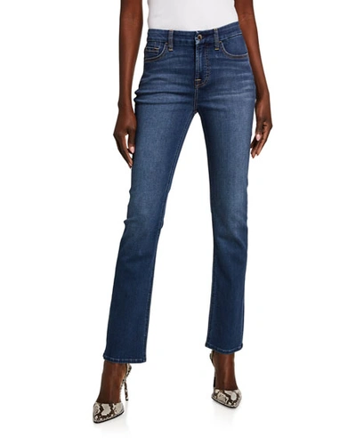 Shop Jen7 By 7 For All Mankind High-rise Slim-fit Straight-leg Jeans In Classic Medium Bl