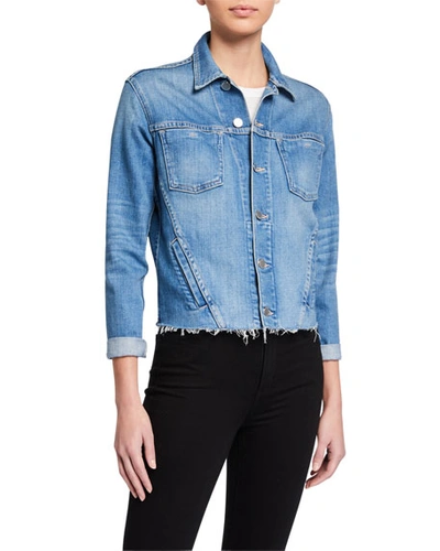 Shop L Agence Janelle Slim Raw-edge Jacket In Pomona