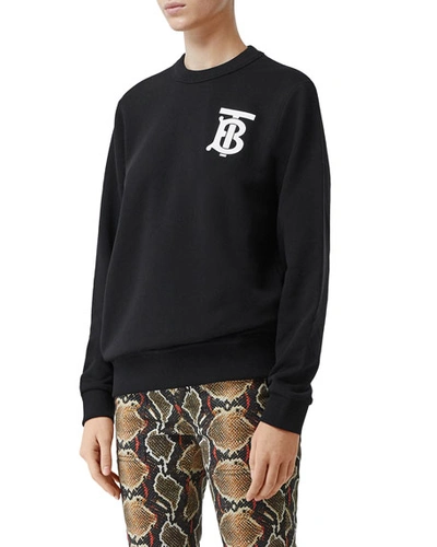 Shop Burberry Dryden Tb Monogram Crewneck Sweatshirt In Black