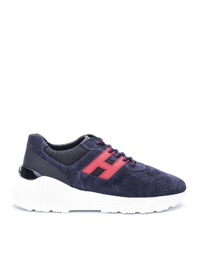 Shop Hogan Active One Suede Sneakers In Blue