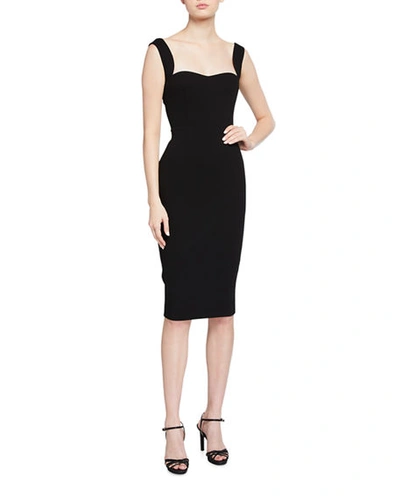 Shop Victoria Beckham Curved Fitted Cami Dress In Black