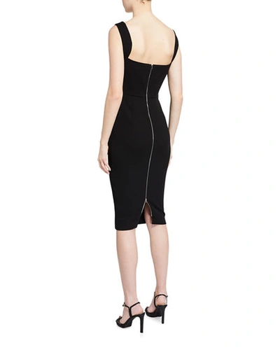 Shop Victoria Beckham Curved Fitted Cami Dress In Black