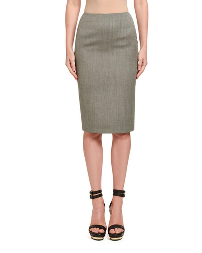 Shop Alexander Mcqueen Wool Sharkskin Pencil Skirt In Black/white