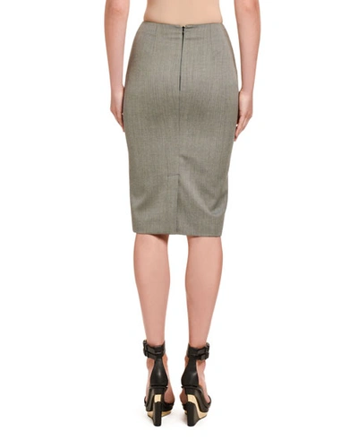 Shop Alexander Mcqueen Wool Sharkskin Pencil Skirt In Black/white