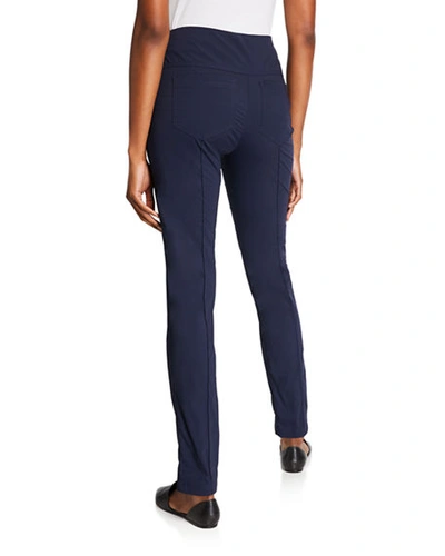 Shop Anatomie Sonia High-rise Pintuck Side Zip Pants In Navy