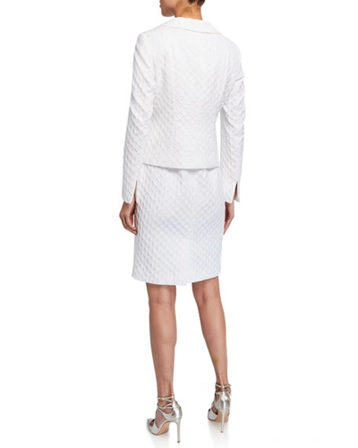 Shop Albert Nipon Textured Three-button Jacket With Matching Dress In White