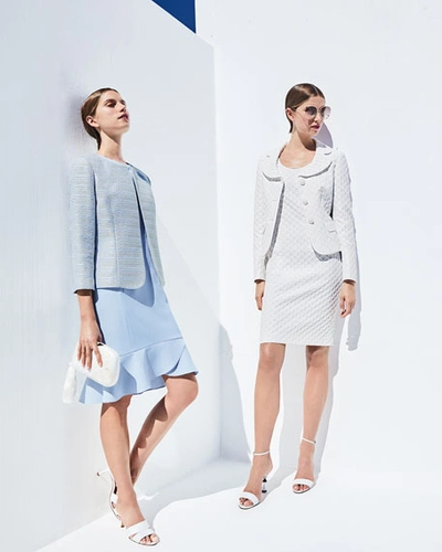 Shop Albert Nipon Textured Three-button Jacket With Matching Dress In White