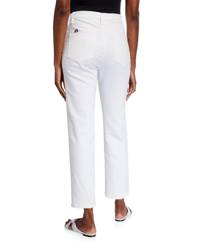 Shop Tory Burch Button-fly Cropped Denim Pants In White
