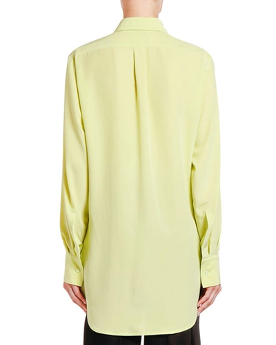 Shop Bottega Veneta Square-bibbed Silk Button-front Shirt In Bright Yellow