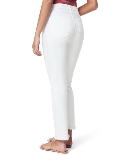 Shop Joe's Jeans The Lara Mid-rise Cigarette Ankle Jeans With Cut Hem In White