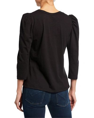 Shop A.l.c Karlie Puff-sleeve Crewneck Tee In Black