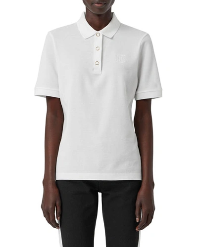 Shop Burberry Femme-fit Ring-snap Cotton Polo Shirt, White