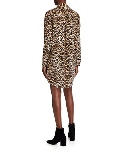 Shop Equipment Essential Cheetah-print Long-sleeve Silk Dress