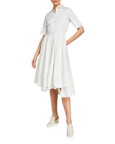 Shop Co Poplin Flared Short-sleeve Shirtdress In White