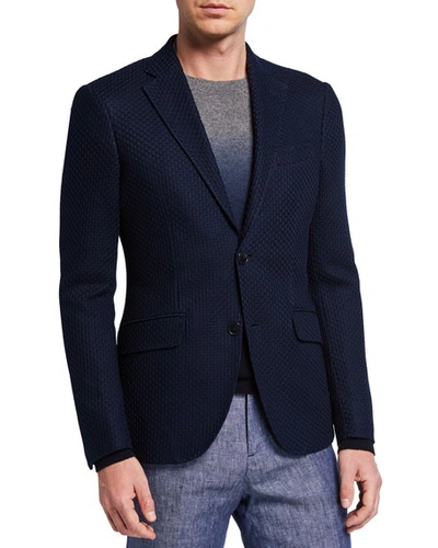 Shop Etro Men's Basic Knit Blazer In Navy