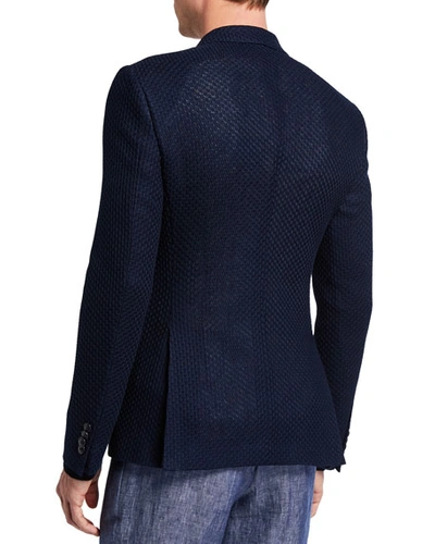 Shop Etro Men's Basic Knit Blazer In Navy