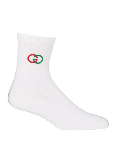 Shop Gucci Men's Gg Pong Tube Socks In White