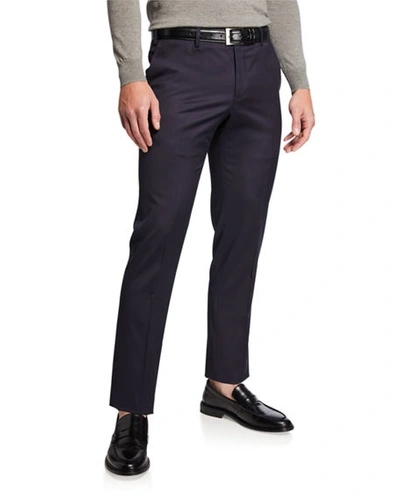 Shop Pt Torino Men's Slim-fit Flat-front Wool Trousers In Blue