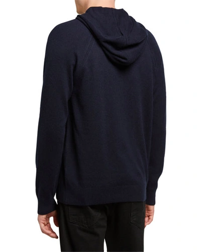 Shop Vince Men's Cashmere Pullover Hoodie In Coastal