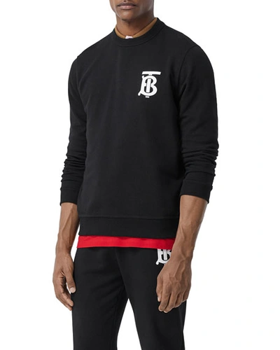 Shop Burberry Men's Tb Logo Pullover Sweatshirt In Black