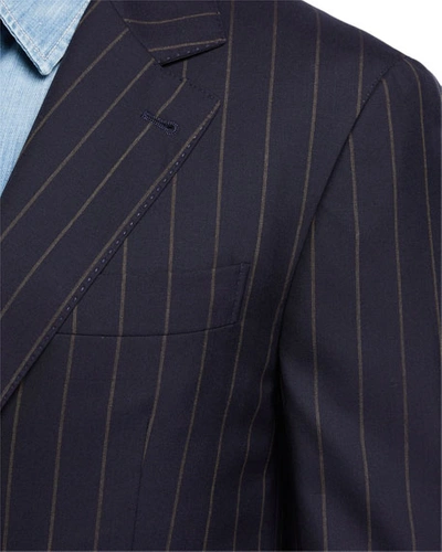 Shop Brunello Cucinelli Men's Two-piece Pinstriped Wool Suit In Navy