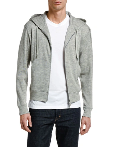 Shop Tom Ford Men's Leisure Cashmere Zip-front Hoodie Sweater In Gray
