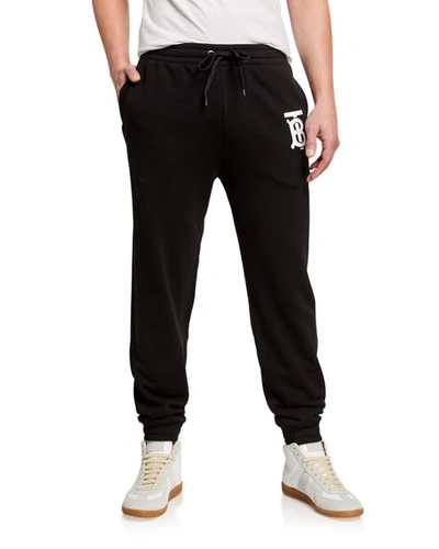 Shop Burberry Men's Tb-logo Sweatpants In Black