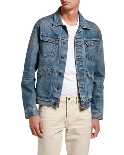 Shop Tom Ford Men's 4-pocket Denim Jacket In Blue