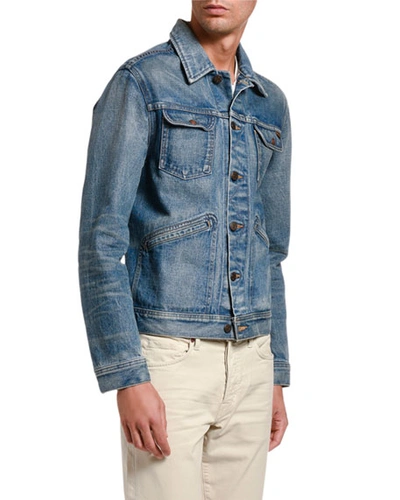 Shop Tom Ford Men's 4-pocket Denim Jacket In Blue