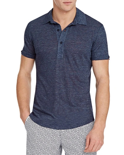 Shop Orlebar Brown Men's Sebastian Melange Linen Polo Shirt In Navy