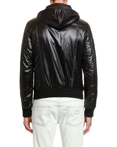 Shop Dolce & Gabbana Men's Nylon Cargo Bomber Jacket In Black