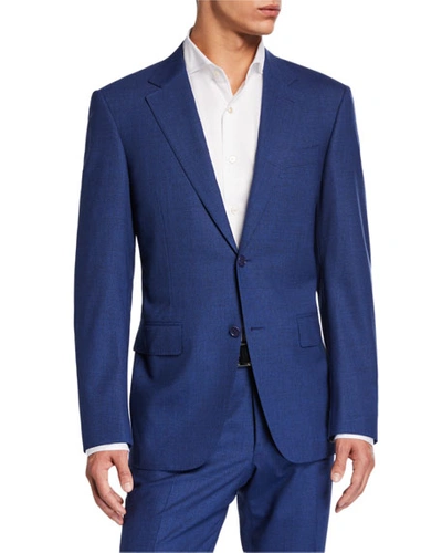 Shop Canali Men's Solid Stretch Two-piece Suit In Blue