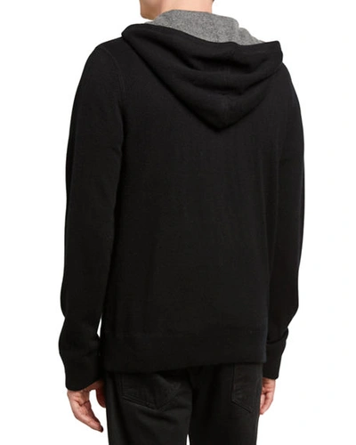 Shop Vince Men's Zip-front Cashmere Hoodie In Black