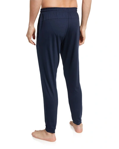 Shop Derek Rose Men's Basel 1 Solid Jersey Cuffed Lounge Pants In Navy