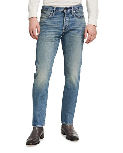 Shop Tom Ford Men's New Indigo Washed Straight-fit Denim Jeans In Blue