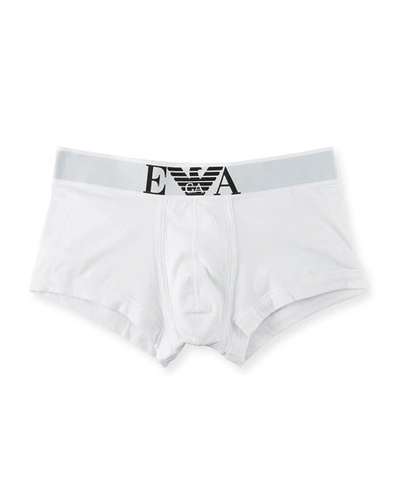 Shop Emporio Armani Men's Solid Trunks In White