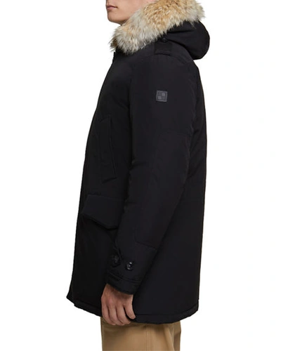 Shop Woolrich Men's Polar Parka Coat With Detachable Fur In Black