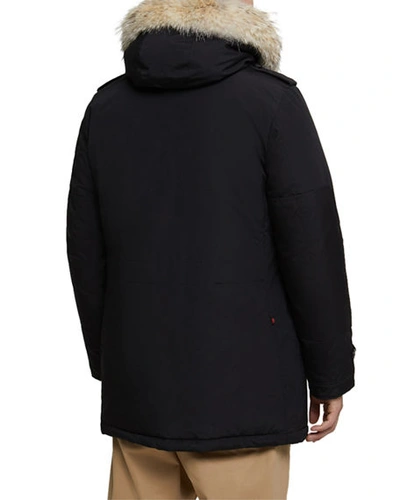 Shop Woolrich Men's Polar Parka Coat With Detachable Fur In Black